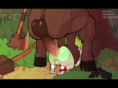 Gigantic horse dick wrecking the ass of anal lover